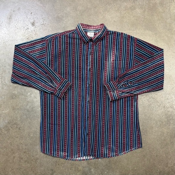 Vintage Ash Creek Trading Men’s Striped Flannel Shirt L Faded Distressed - Picture 1 of 9